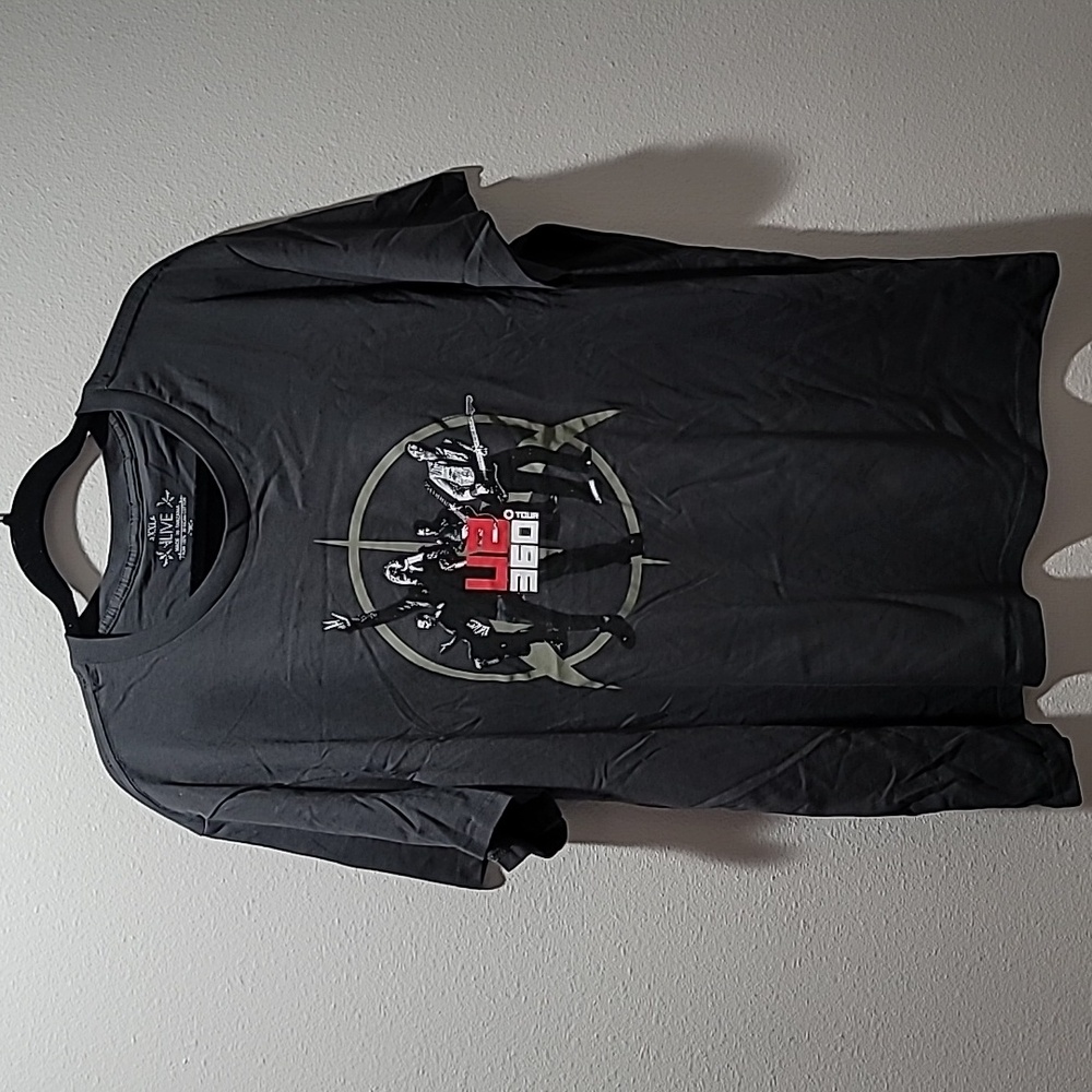 BONO U2 XXL Dark Grey Vintage Indie Oversize Short Sleeve Crewneck Band Tshirt